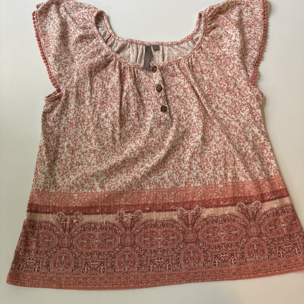 Woman’s Large Orange Brina & Em Boho Peasent Top Blouse Cottage Core EUC Autumn